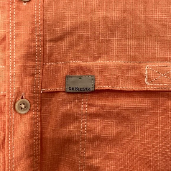 G.H Bass Co Shirt Men's Large Orange Button Down Short Sleeve Shirt Outdoors - Picture 2 of 8